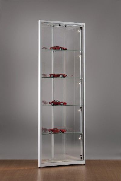 Bodenvitrine 24 3eckig beleuchtet Seite