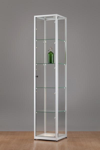 Bodenvitrine 24 4eckig beleuchtet Seite