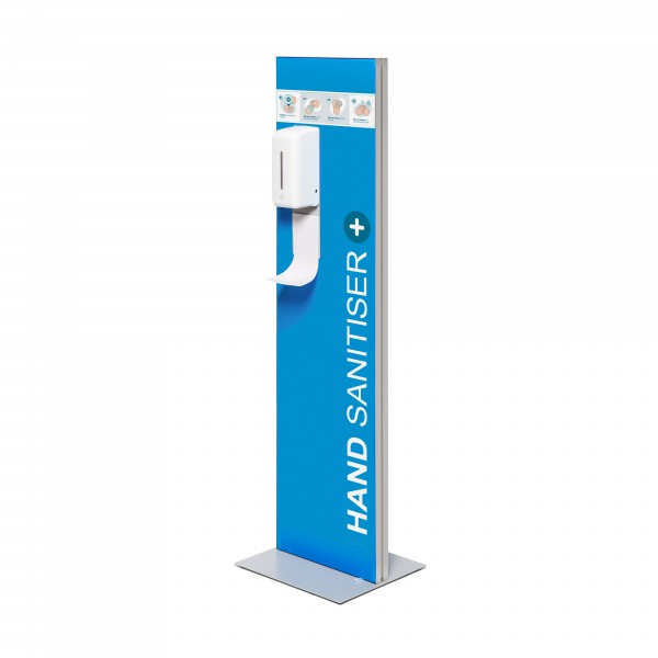 h&h Hygienestation/Desinfektionsständer Boden Metall/Stoff Seite mit Spender automatisch Druck Blockout Corona Virus Krise
